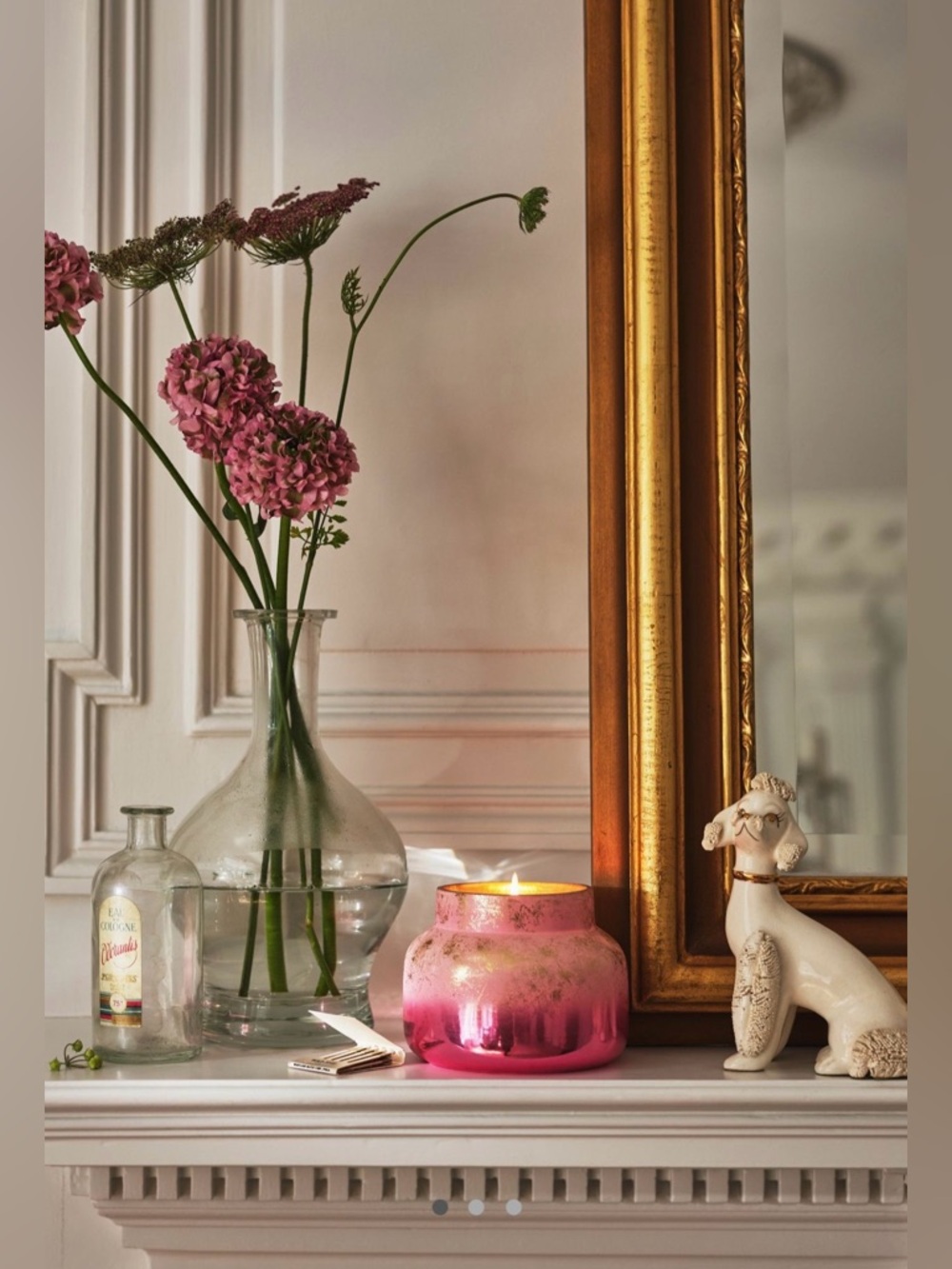 NWT  Antropologie Capri Blue Volcano Pink Shimmer Glass Jar Candle.